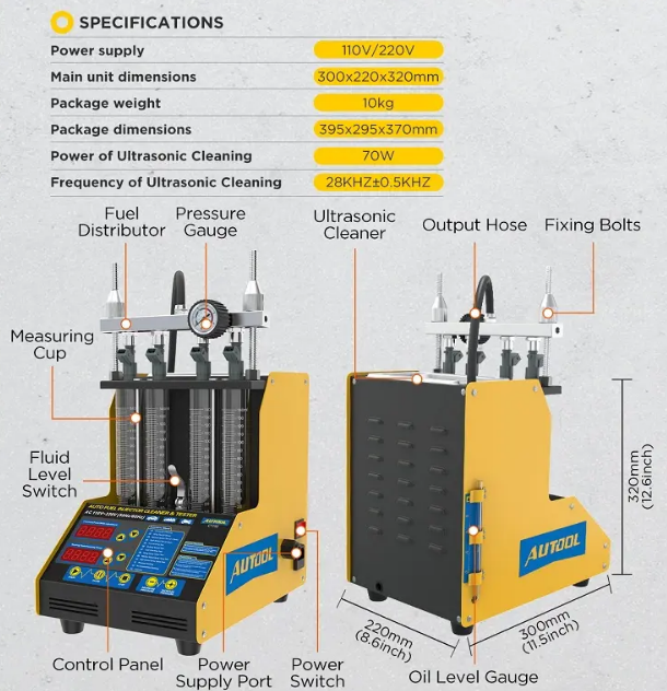 MÁQUINA 4 INYECTORES CON ULTRA SONIDO AUTOOL CT150 Voltron - Imagen 6