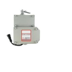 Actuador de tipo lineal. El cuerpo cilíndrico de aleación de aluminio tiene terminales de conexión eléctrica gruesos para manejar 175 A. El vástago de acero pulido está en posición de reposo